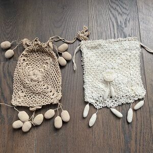 Vintage Draw String Crocheted Purses